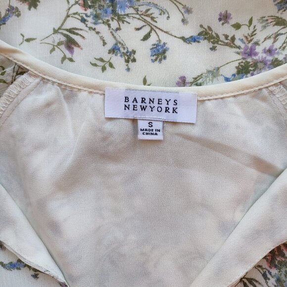 Barneys New York Floral Peasant Mini Dress Sz Small Ruffle Dainty Prairie Sweet - Picture 6 of 7